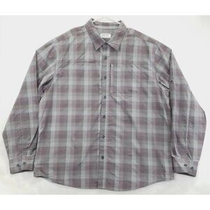 Gander Mountain Guide Series Shirt Mens XL Gray Purple Hiking Plaid Button-Up